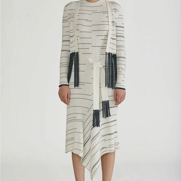 NWT‎ YIGAL AZROUEL STRIPED FRINGE CARDIGAN SZ XS - Picture 3 of 4